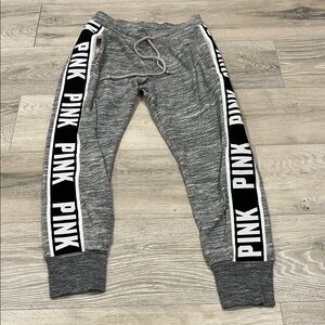 PINK Victoria's Secret Gray and Black Sweatpants with Tapered Fit